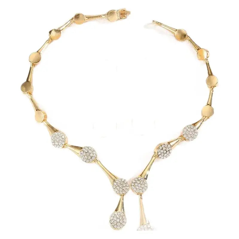 Parure Dorée Élégante – Collier et Boucles d’Oreilles Chic pour Mariage ou Soirée | Bijoux de Luxe Féminins et Raffinés