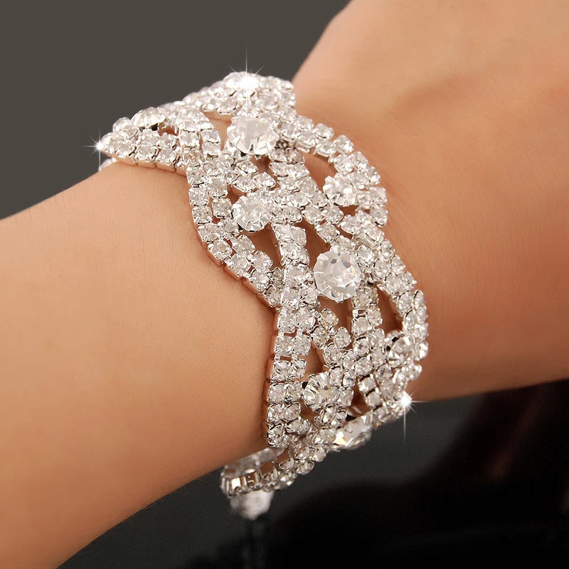 Bracelet Femme Luxe en Argent 925 – Cristaux Zircon Brillants | Bijou Mariage, Soirée ou Cérémonie Élégante
