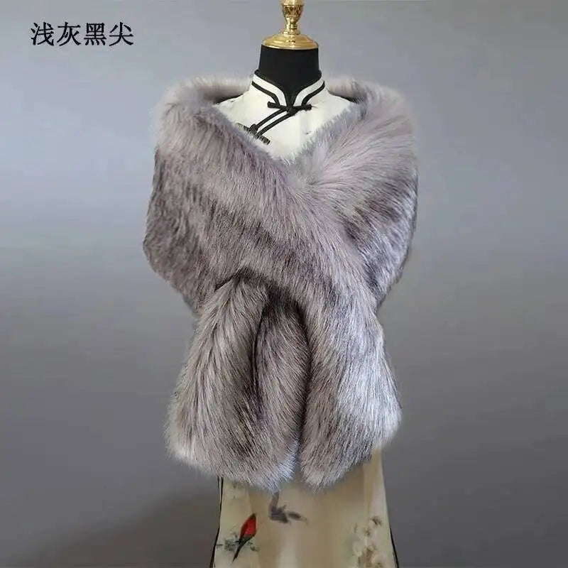 Châle Luxe Femme en Fausse Fourrure – Écharpe Douce et Élégante | Idéal Mariage, Soirée ou Hiver Chic