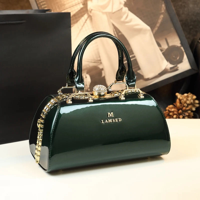 Sac à Main Femme Luxe Élégant – Grand Format avec Détails Dorés | Poignée Rigide & Bandoulière Chic – Mariage, Soirée, Cérémonie