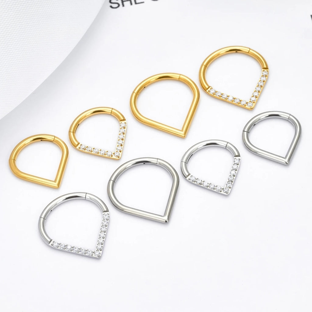 Ensemble de Piercings en Titane – Anneaux Cœur & D-Shape pour Nez, Lèvre et Oreille | Élégance & Confort Haut de Gamme