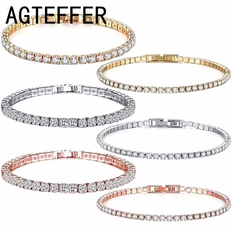 Bracelet Tennis Luxe en Argent 925 – Cristaux Zircon Brillants | Bijou Élégant pour Femme ou Homme, Soirée et Mariage