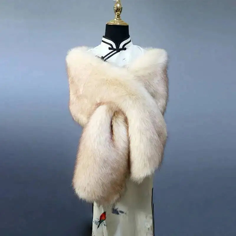 Châle Luxe Femme en Fausse Fourrure – Écharpe Douce et Élégante | Idéal Mariage, Soirée ou Hiver Chic