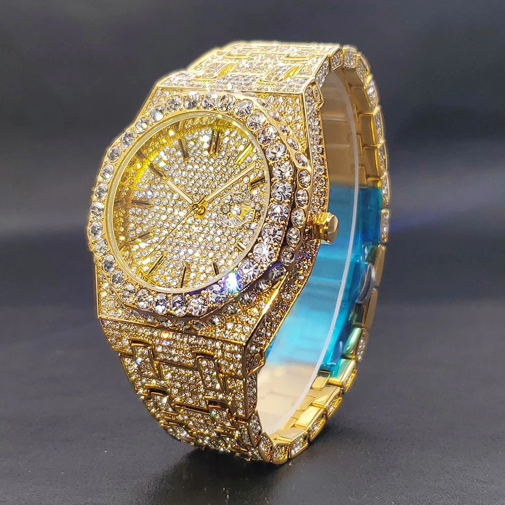 Montre Homme Octogonale Luxe – Éclat Diamant & Design Moderne