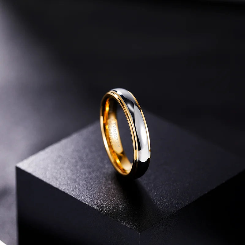 Bague Alliance en Tungstène Or et Argent – Homme & Femme | Finition Polie 4mm / 6mm – Résistante et Élégante