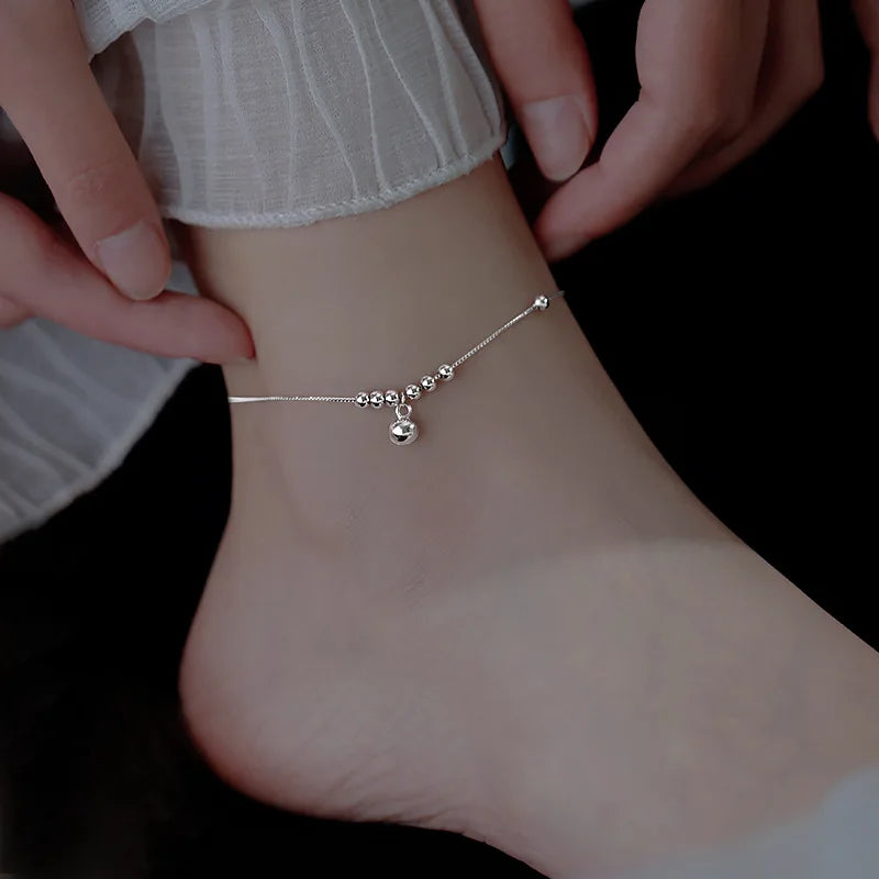 Bracelet de Cheville Femme en Argent 925 – Chaîne Éclatante avec Cristaux Zirconium | Bijou Élégant et Raffiné pour l’Été