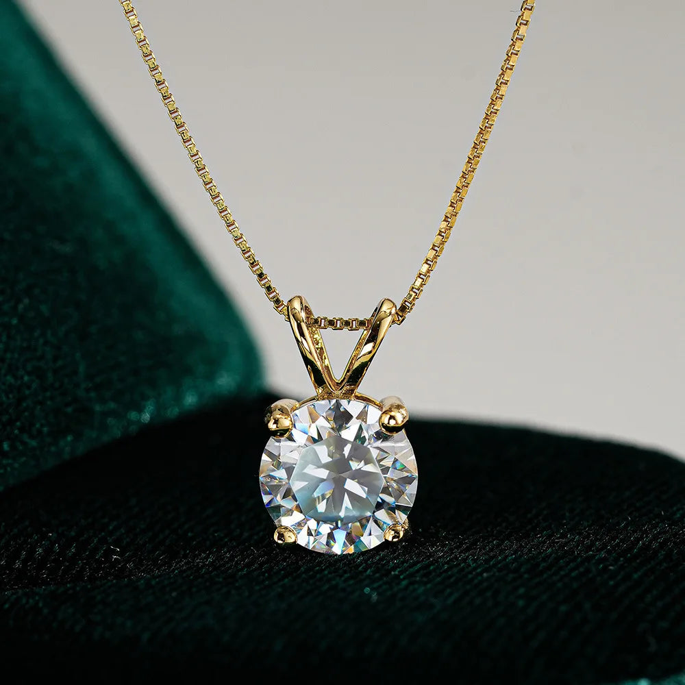 Collier Pendentif Moissanite 1-2 Carats en Argent 925 Plaqué Or 14K – Éclat Diamant et Élégance Intemporelle