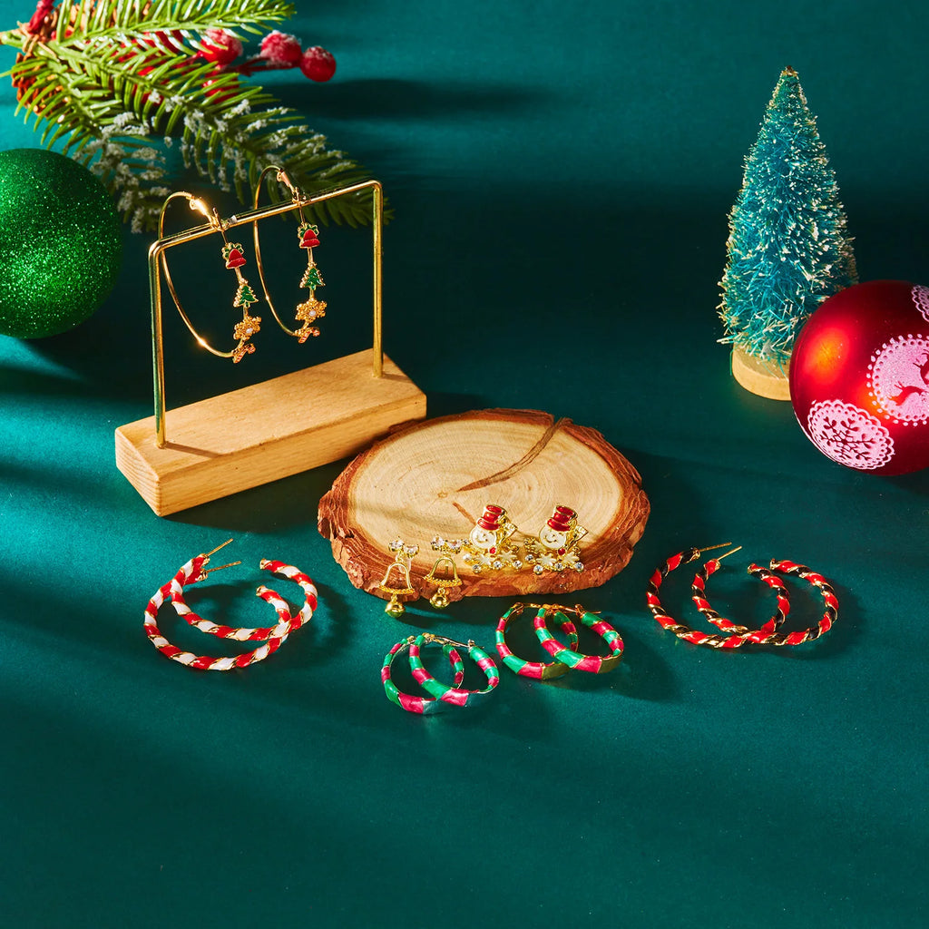 Boucles d’Oreilles Esprit Noël – Sapin, Flocon & Sucre d’Orge 🎄✨