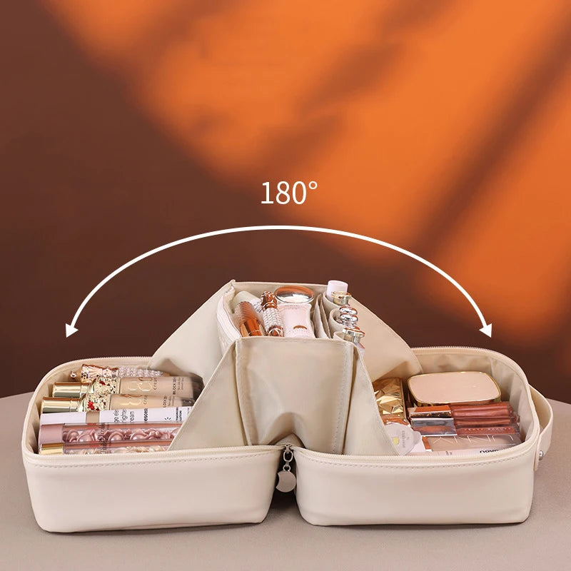 Trousse de Maquillage Femme Grande Capacité – Pochette de Voyage Multifonction en Cuir PU | Rangement Cosmétique Élégant et Pratique