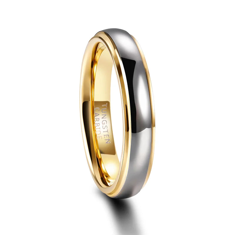 Bague Alliance en Tungstène Or et Argent – Homme & Femme | Finition Polie 4mm / 6mm – Résistante et Élégante