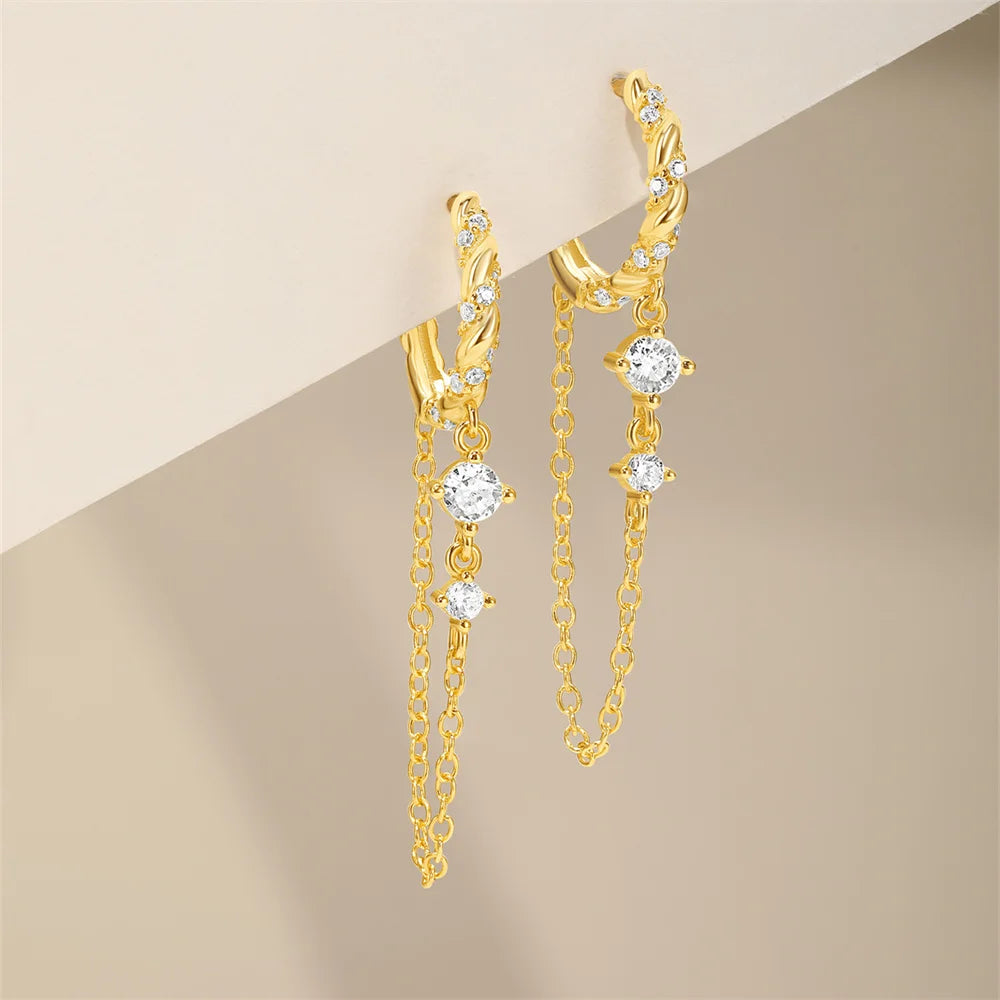 Boucles d’Oreilles « Chaîne Élégante » en Argent 925 – Style Long & Raffiné ✨