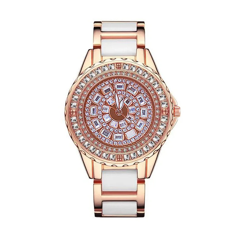 Montre Femme Luxe Dorée – BS Bee Sister | Cadran & Bracelet Ornés de Cristaux Étincelants | Élégance et Brillanc