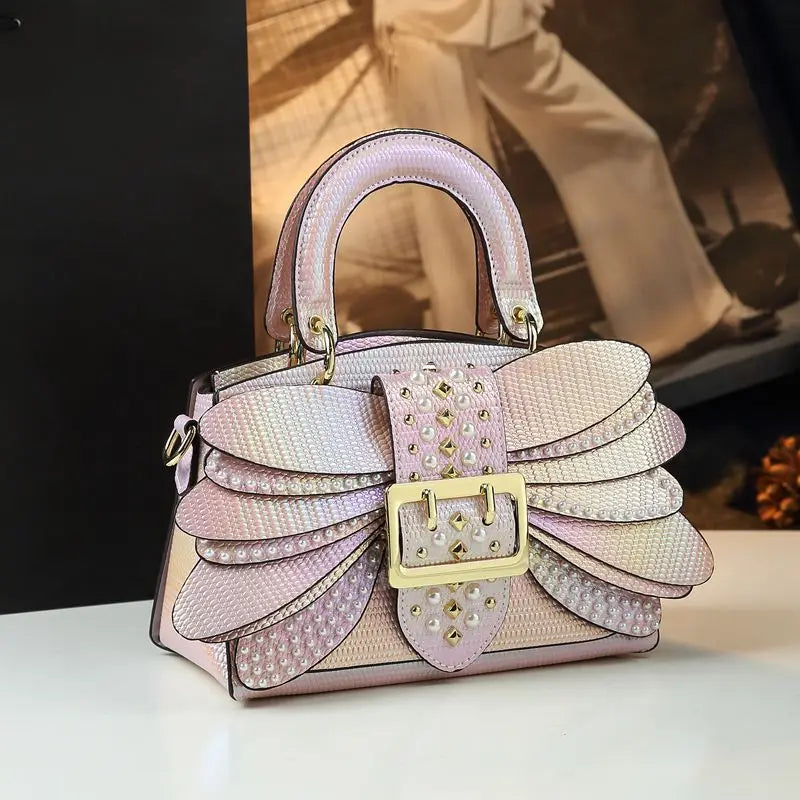 Sac à Main Femme Luxe Perles & Rivets – Modèle Élégant à Poignée Rigide | Style Glamour et Original Haut de Gamme
