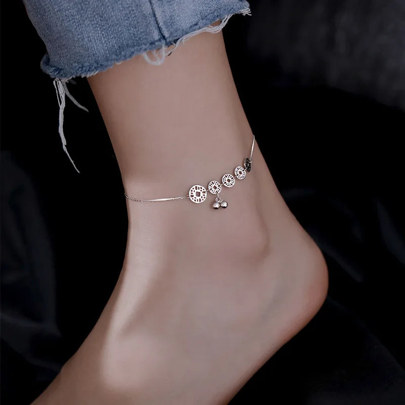 Bracelet de Cheville Femme en Argent 925 – Chaîne Éclatante avec Cristaux Zirconium | Bijou Élégant et Raffiné pour l’Été