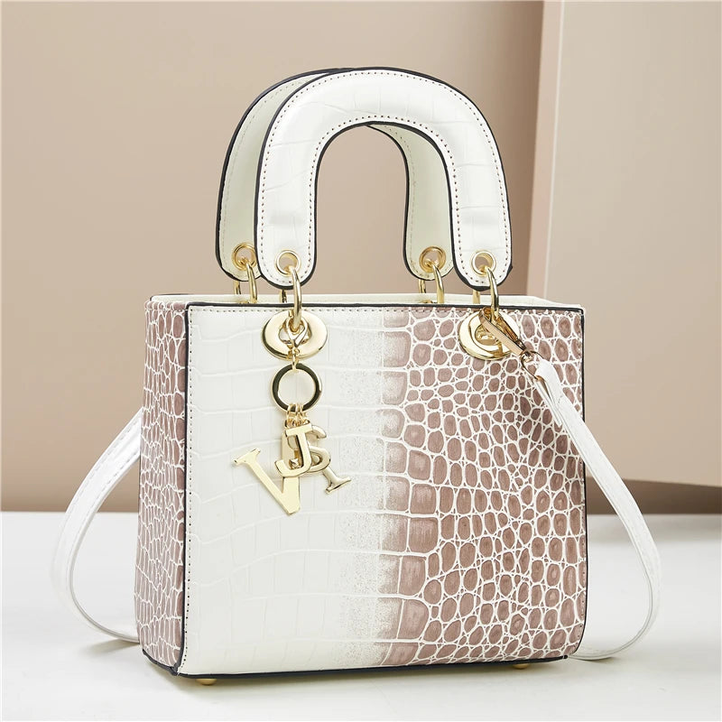 Sac à Main Femme Élégant en Similicuir Motif Crocodile – Design Haut de Gamme & Dégradé Chic