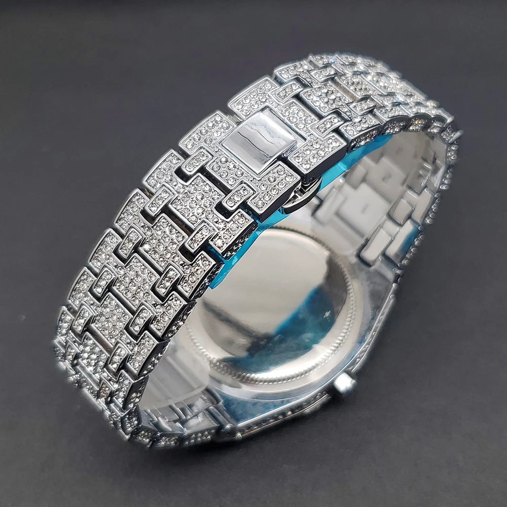 Montre Homme Octogonale Luxe – Éclat Diamant & Design Moderne