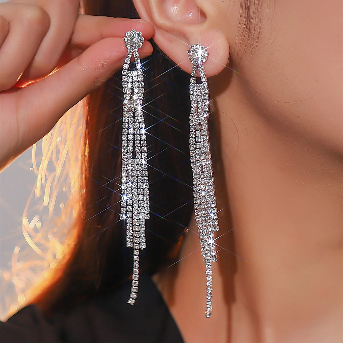 Boucles d’Oreilles Cristal Élégantes – Longues & Scintillantes | Spécial Soirée, Mariage & Événements – Le Monde de Cindy