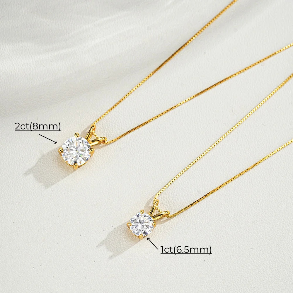 Collier Pendentif Moissanite 1-2 Carats en Argent 925 Plaqué Or 14K – Éclat Diamant et Élégance Intemporelle