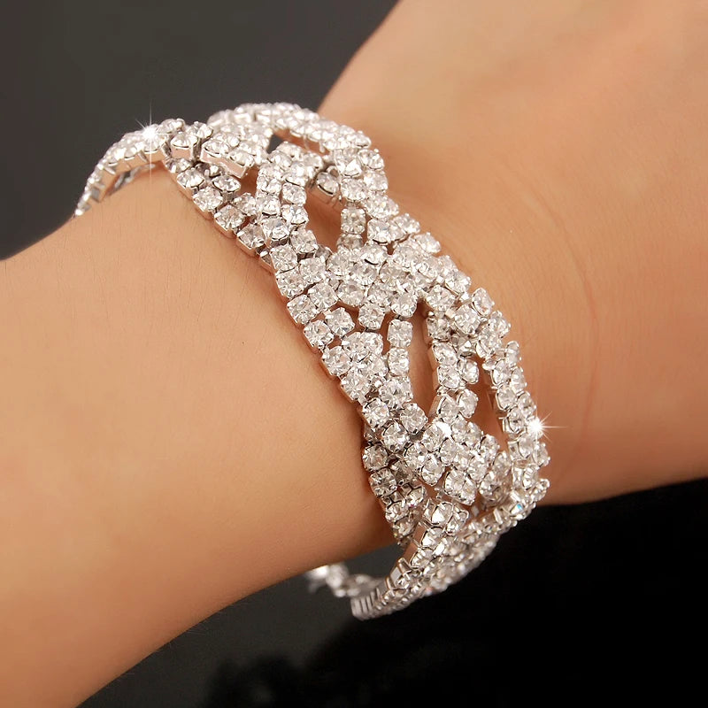 Bracelet Femme Luxe en Argent 925 – Cristaux Zircon Brillants | Bijou Mariage, Soirée ou Cérémonie Élégante