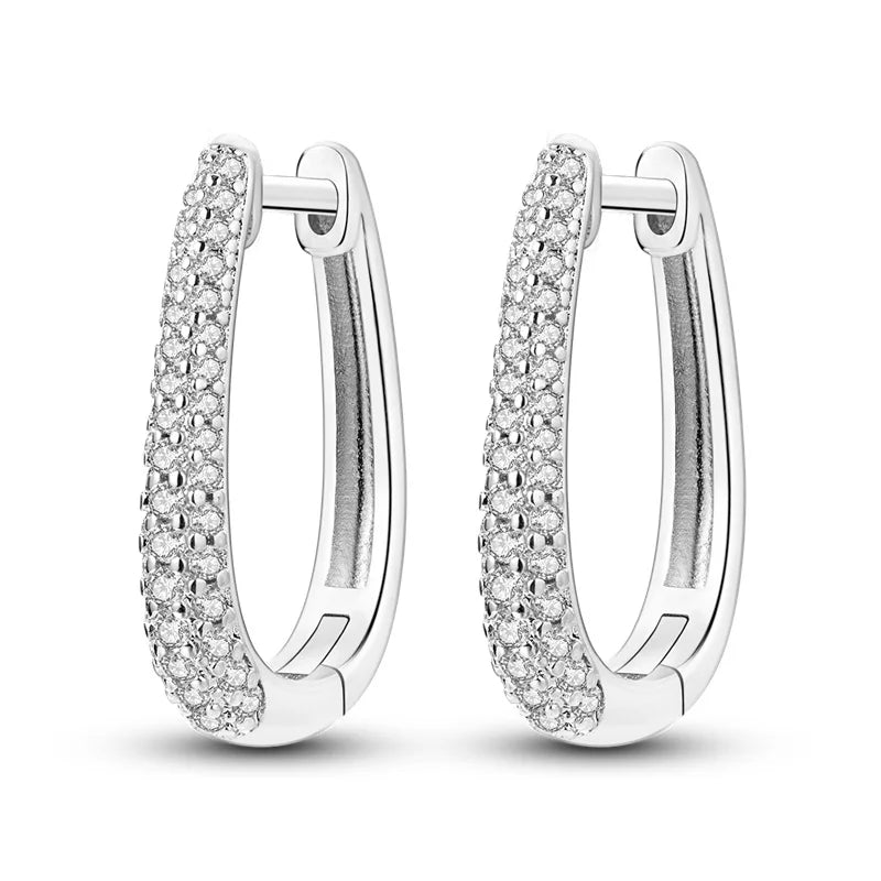 Boucles d’Oreilles Créoles Scintillantes en Argent 925 – Zircons Multicolores & Design Élégant | Bijou Hypoallergénique de Luxe pour Femme