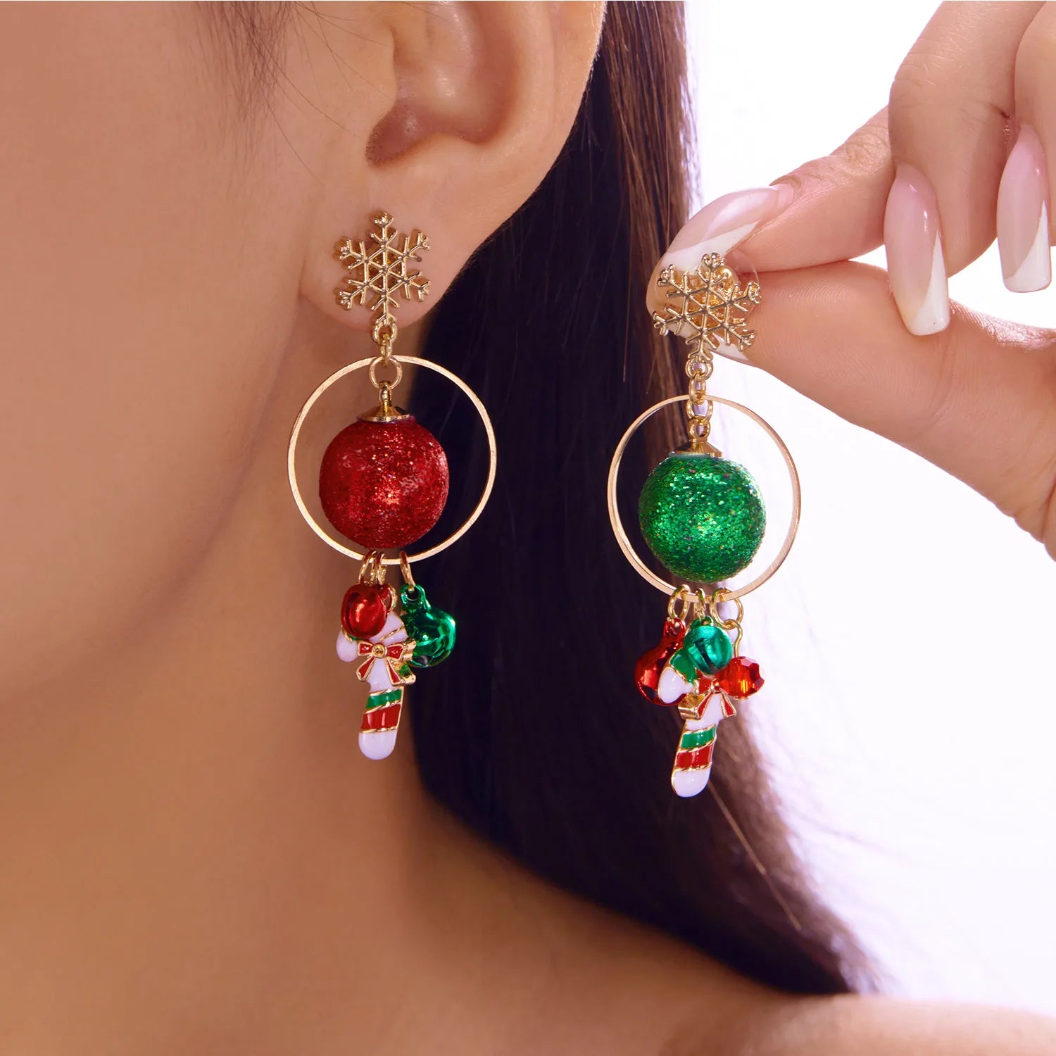 Boucles d’Oreilles Esprit Noël – Sapin, Flocon & Sucre d’Orge 🎄✨
