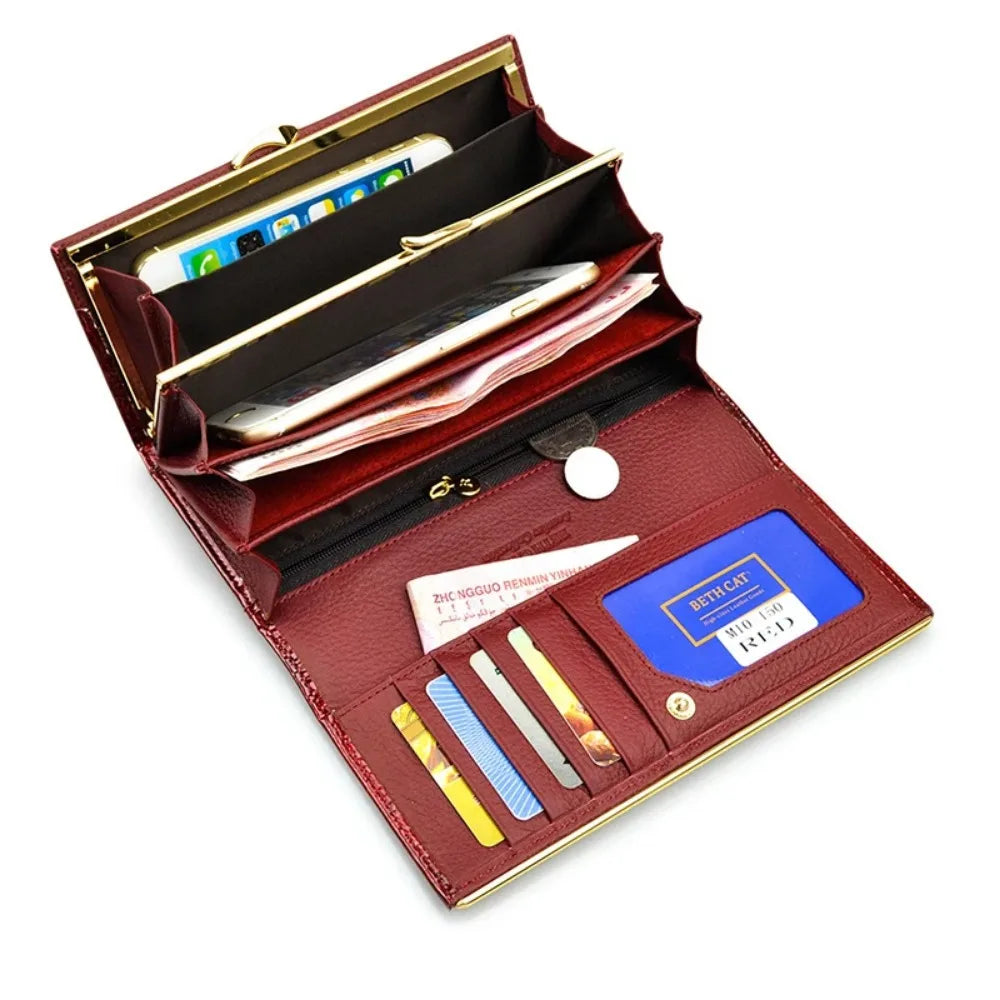 Portefeuille Femme en Cuir Véritable – Motif Crocodile Chic | Porte-Monnaie de Luxe Élégant et Pratique