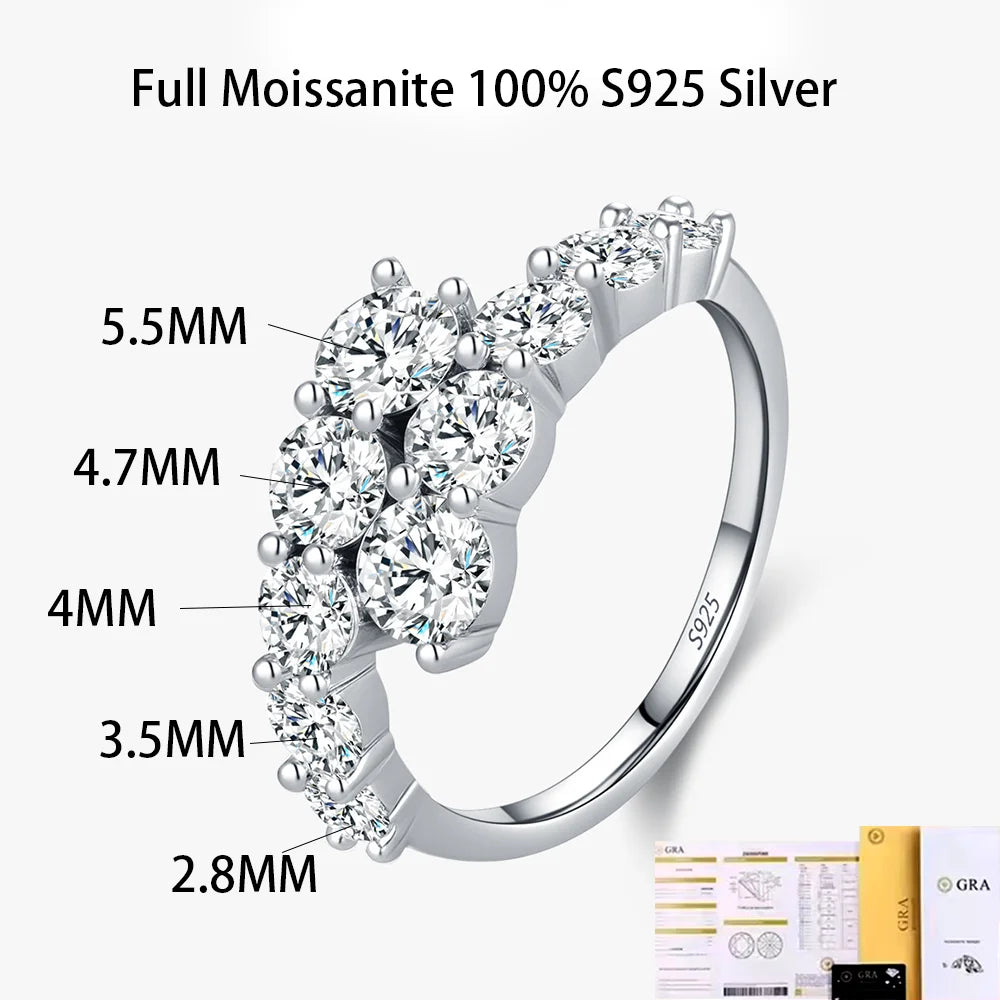 Bague Ouverte en Argent 925 avec Pierre Moissanite – Design Raffiné & Ajustable | Élégance et Éclat Intemporel pour Femme