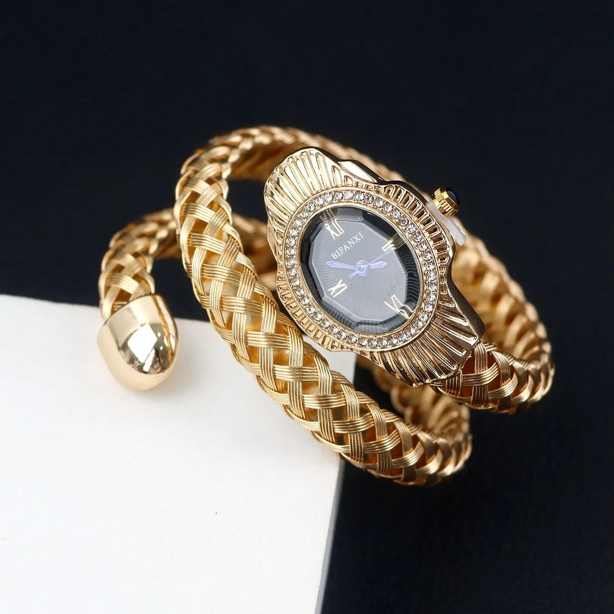 Montre Femme Serpent Élégante – Design Unique avec Pierre Bleue | Style Rétro & Luxe Intemporel