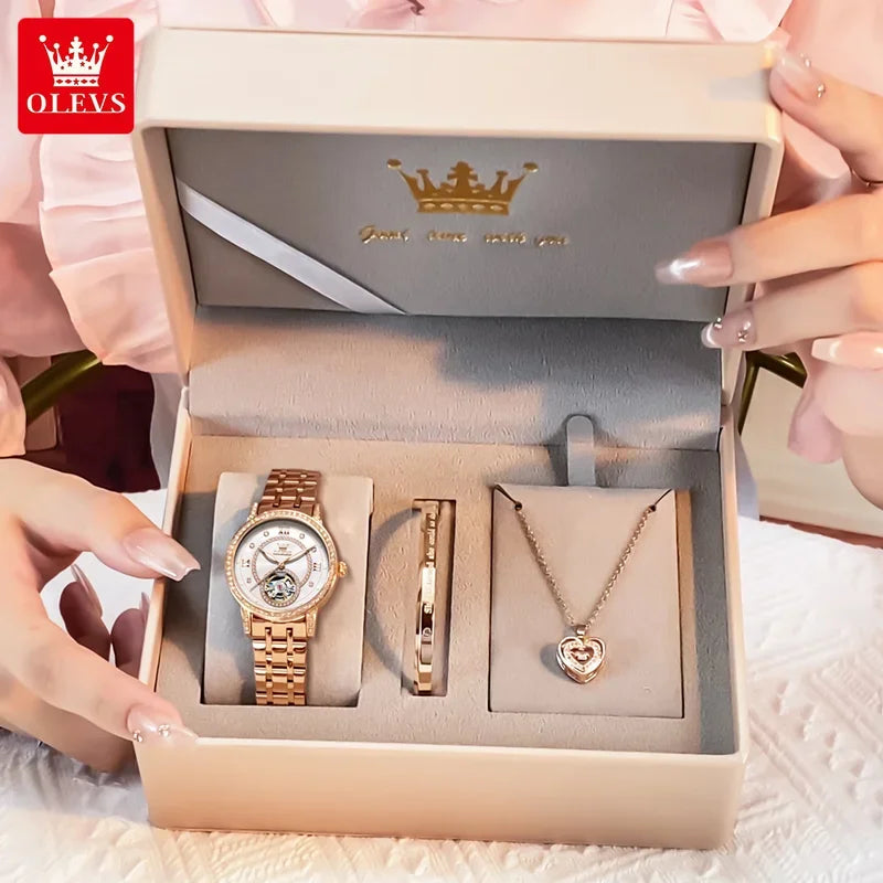 Montre Automatique Femme Luxe – Design Squelette & Détails Diamants | Élégante, Brillante et Intemporelle