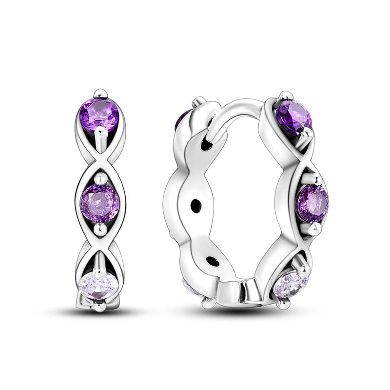 Boucles d’Oreilles Créoles Scintillantes en Argent 925 – Zircons Multicolores & Design Élégant | Bijou Hypoallergénique de Luxe pour Femme