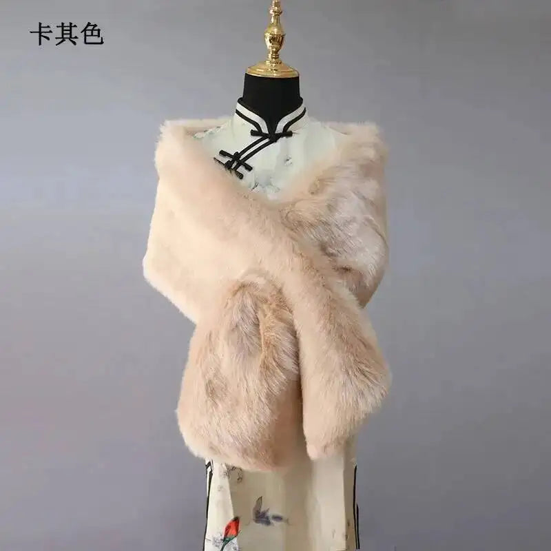 Châle Luxe Femme en Fausse Fourrure – Écharpe Douce et Élégante | Idéal Mariage, Soirée ou Hiver Chic