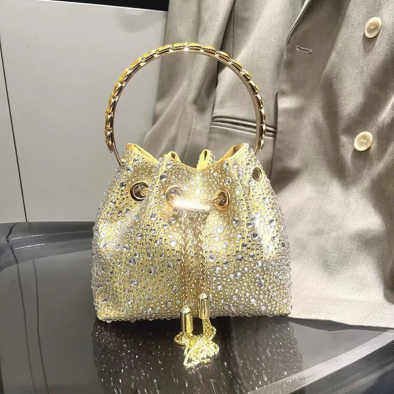 Sac de Soirée Luxe à Strass Cristal – Pochette Élégante Femme | Sac à Main Brillant pour Mariage, Soirée ou Cérémonie