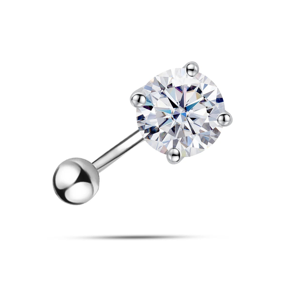 Piercing de Nombril en Argent 925 avec Pierre Moissanite – Élégance & Brillance de Luxe