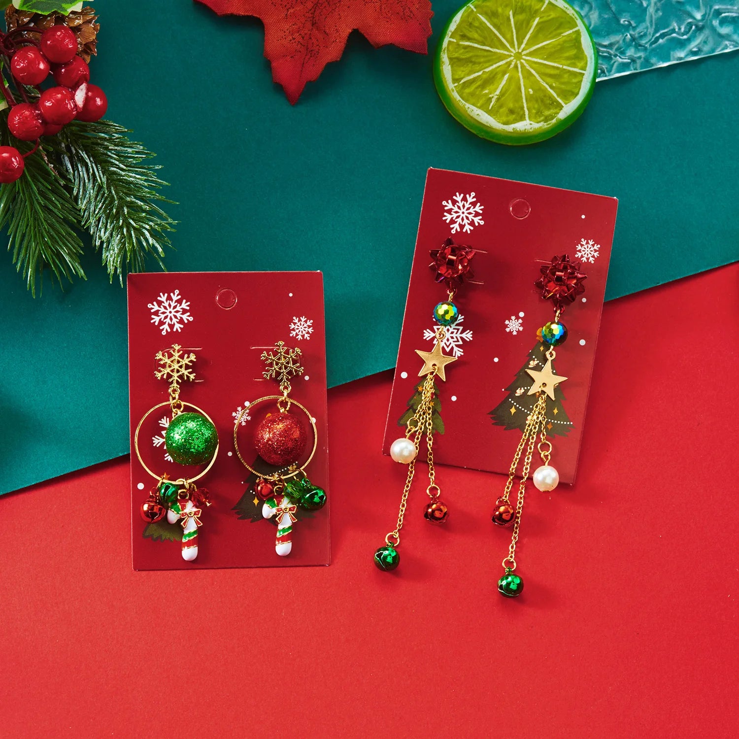 Boucles d’Oreilles Esprit Noël – Sapin, Flocon & Sucre d’Orge 🎄✨