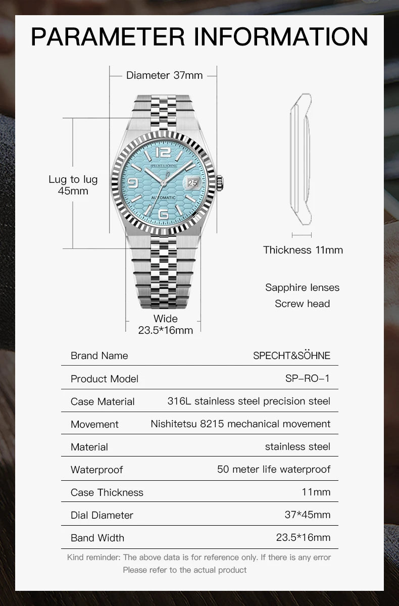 Montre Homme de Luxe Automatique – Acier Inoxydable & Verre Saphir | Étanche 50M, Design Élégant et Mécanisme Miyota