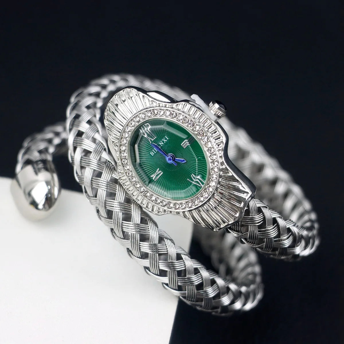 Montre Femme Serpent Élégante – Design Unique avec Pierre Bleue | Style Rétro & Luxe Intemporel