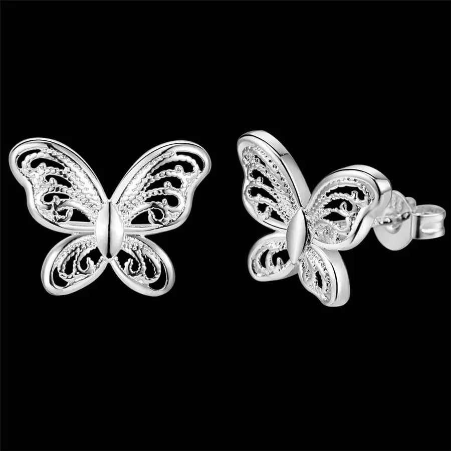 Boucles d’Oreilles Papillon en Argent 925 – Élégance Féminine & Charme Étincelant | Bijou de Luxe pour Femme