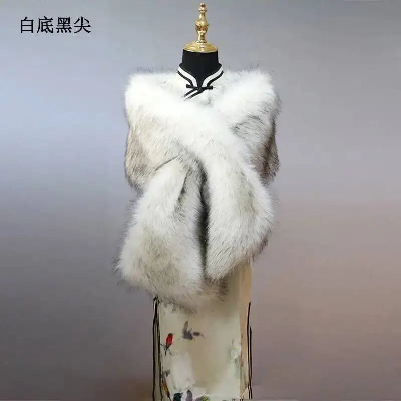 Châle Luxe Femme en Fausse Fourrure – Écharpe Douce et Élégante | Idéal Mariage, Soirée ou Hiver Chic