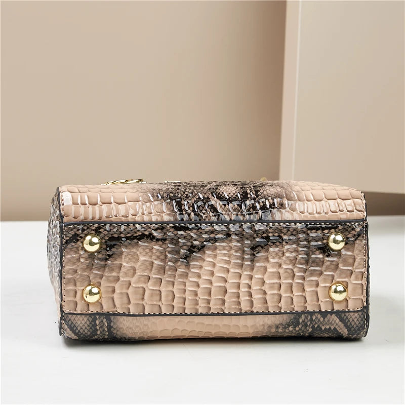 Sac à Main Femme Élégant en Similicuir Motif Crocodile – Design Haut de Gamme & Dégradé Chic