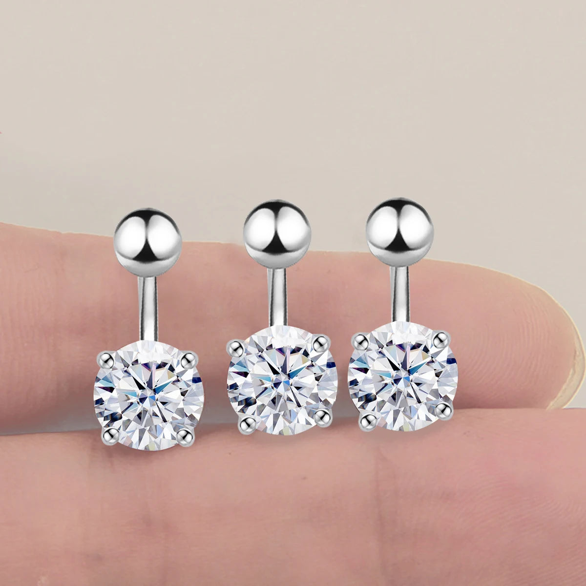Piercing de Nombril en Argent 925 avec Pierre Moissanite – Élégance & Brillance de Luxe