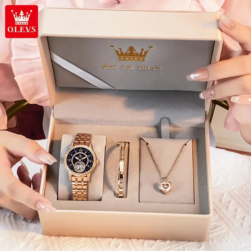 Montre Automatique Femme Luxe – Design Squelette & Détails Diamants | Élégante, Brillante et Intemporelle
