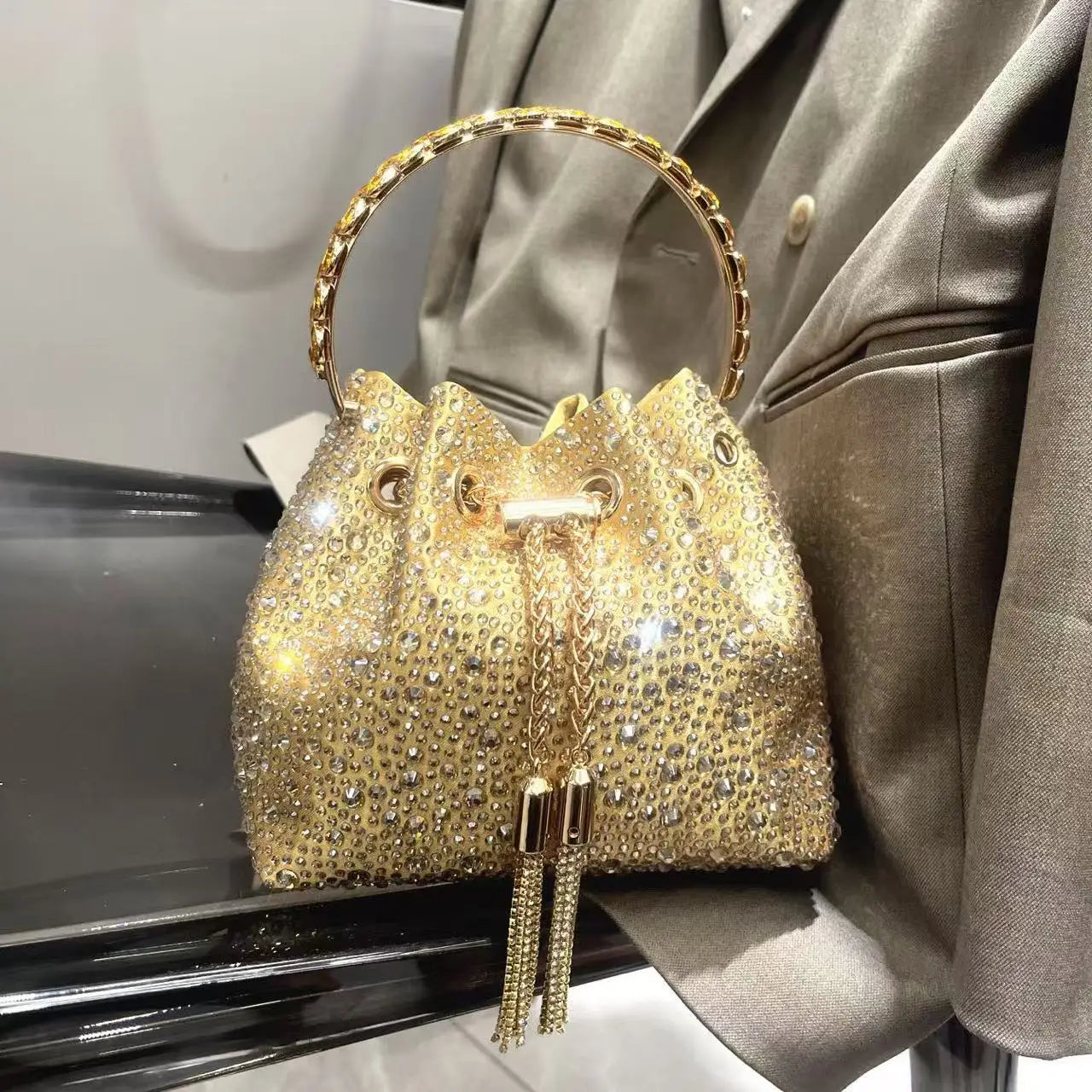 Sac de Soirée Luxe à Strass Cristal – Pochette Élégante Femme | Sac à Main Brillant pour Mariage, Soirée ou Cérémonie