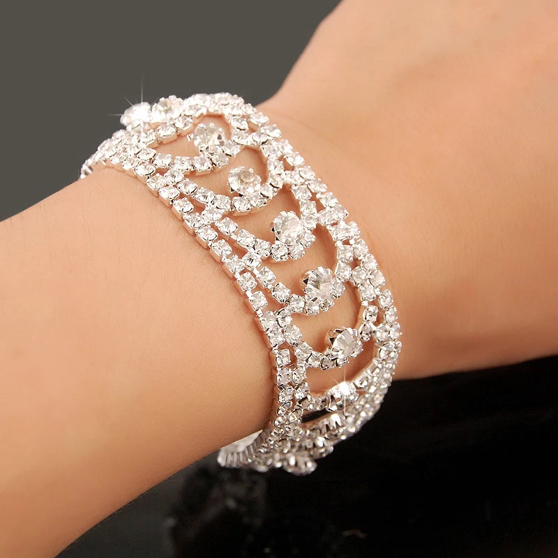 Bracelet Femme Luxe en Argent 925 – Cristaux Zircon Brillants | Bijou Mariage, Soirée ou Cérémonie Élégante