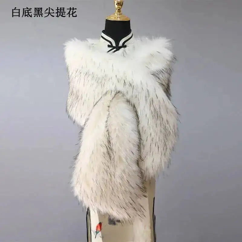 Châle Luxe Femme en Fausse Fourrure – Écharpe Douce et Élégante | Idéal Mariage, Soirée ou Hiver Chic