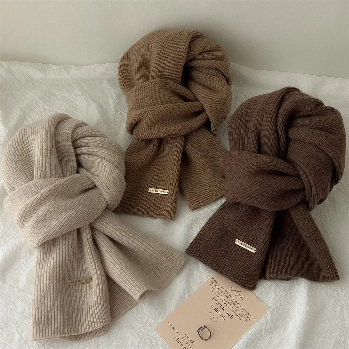 Écharpe Femme en Cachemire Mélangé – Grande Écharpe Chaude et Douce Hiver | Châle Épais Uni Style Élégant