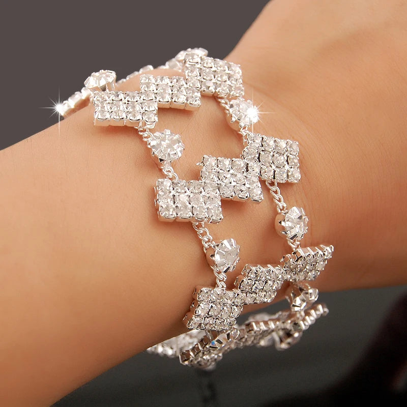 Bracelet Femme Luxe en Argent 925 – Cristaux Zircon Brillants | Bijou Mariage, Soirée ou Cérémonie Élégante
