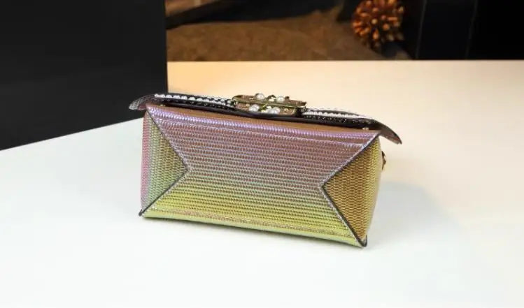 Sac à Main Femme Luxe Perles & Rivets – Modèle Élégant à Poignée Rigide | Style Glamour et Original Haut de Gamme